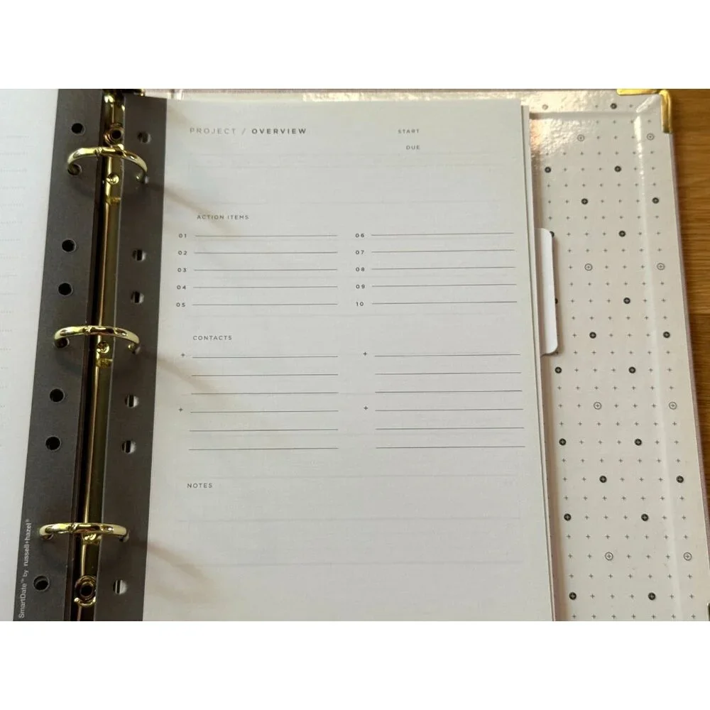 Russell + Hazel Bookcloth Mini 3 Ring Binder + Inserts, Peony